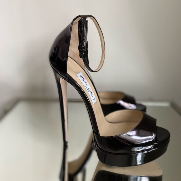 New Jimmy Choo Max 150 Black Patent Leather Open
Toe Platform Sandals 41 $1,095 - Picture 8 of 13